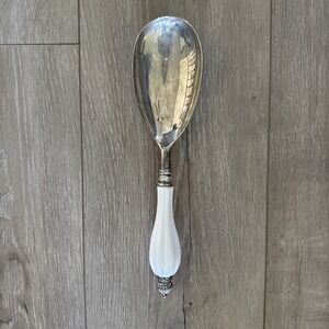 Vintage GODINGER Silverplate‎ White Porcelain Hostess SERVING SPOON